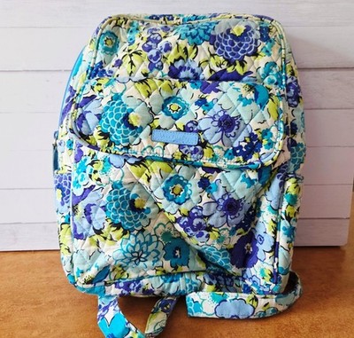 Vera Bradley Quilted Blueberry Blooms 14'' Backpack Knapsack Bag MINT