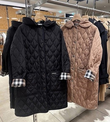 Burberry PARKGATE Quilted Hooded Long Jacket Small Size New With