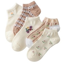 Women's Cute Ankle Socks Floral Cotton Casual Low Cut No One Size, Flower