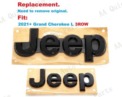 Gloss Black Front Hood Rear Tailgate Jeep Emblems 2021+ Grand Cherokee L 3Row