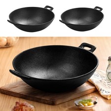 Gusseisen Wok - 24/30cm - Wokpfanne Gusspfanne Grillpfanne Eisenpfanne Induktion