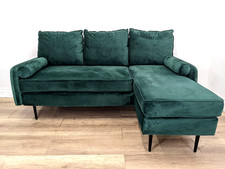 SOFA 3 Seater Chaise Dunelm Cassie Green Velvet Reversible Corner FREE DELIVERY