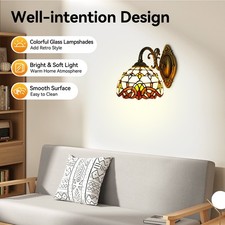 Tiffany Style Wall Sconce Stained Glass Retro Wall Lamp Bathroom Light Fixture