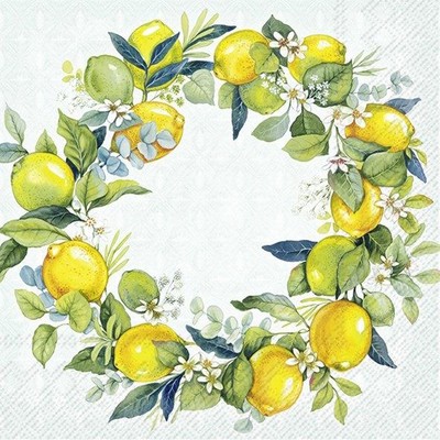 IHR Ostern Zitronenkranz bedruckt grün Mittagessen Papierservietten 20er Pack 3-lagig 