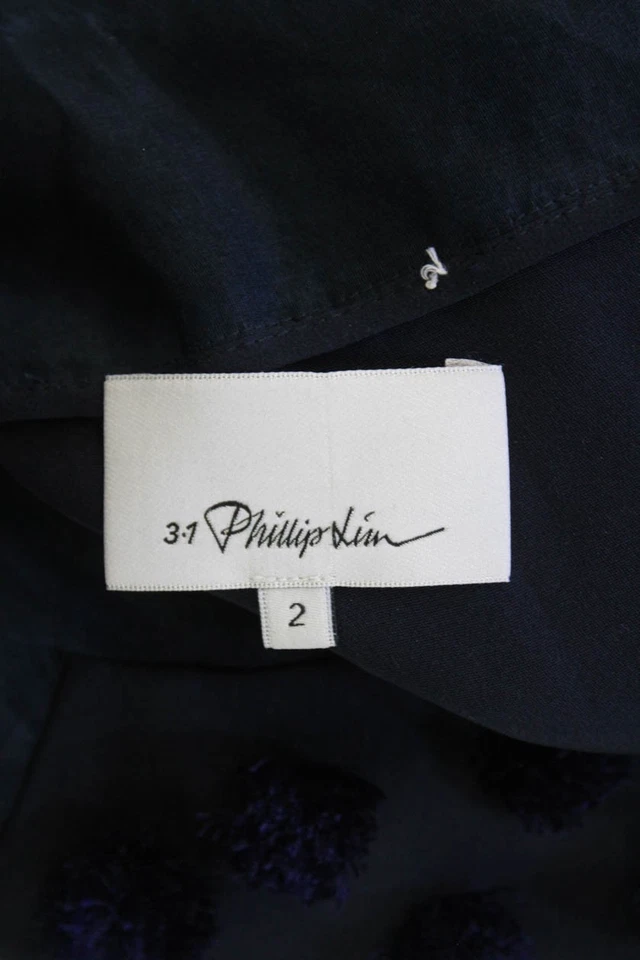 Vestido sin mangas con apliques de cuentas de seda azul marino talla 2 3.1 Phillip Lim para mujer Foto 4 de 4