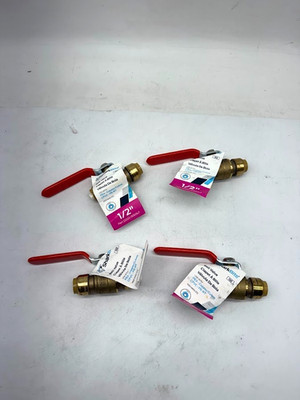 4 Pack SharkBite 1/2'' Brass Push-to-Connect Ball Valve