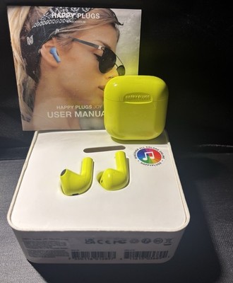 Happy Plugs Joy Wireless Ear Buds Yellow  (1725) TESTED CLEANED - NO CABLE