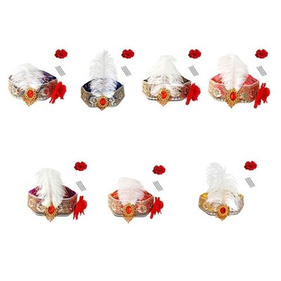 Elegant Ethnic Dance Hat With Feathered Sequins For Stage Performances Festivals