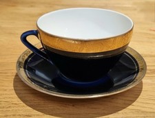 Vintage UdSSR Lomonossow Porzellan Fabrik Tasse & Untertasse Kobaltblau gestempelt LFZ