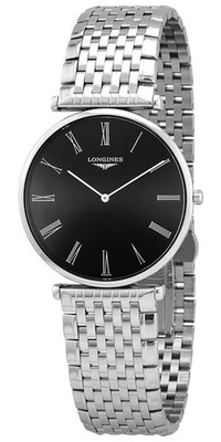 Longines La Grande Classique Stahl Schwarzes Zifferblatt Quarz Herren Armbanduhr