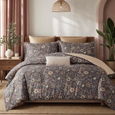 NEW Anthropologie Purple Floral Boho Queen Bedding Duvet Floral Sham Set