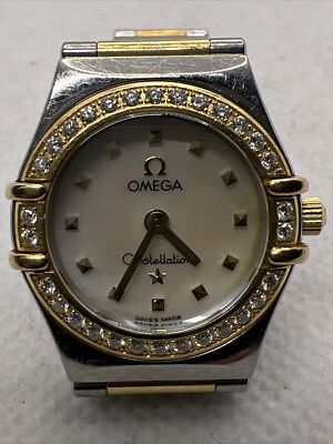 OMEGA CONSTELLATION SWISS Made 18K Gold & Stainless Steel Diamond Ladies Watch