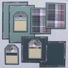 Premade Mat Set Scrapbook Pages SEWN Cozy Green  Plaid 9 Piece Any Occasion
