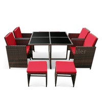 Ikayaa 9pcs Patio Dining Table Chair Sofa Set Garden Furniture Red Cushion R7z8 on sale Ikayaa 9pcs Patio Dining Table Chair Sofa Set Garden Furniture Red Cushion R7z8 on sale
