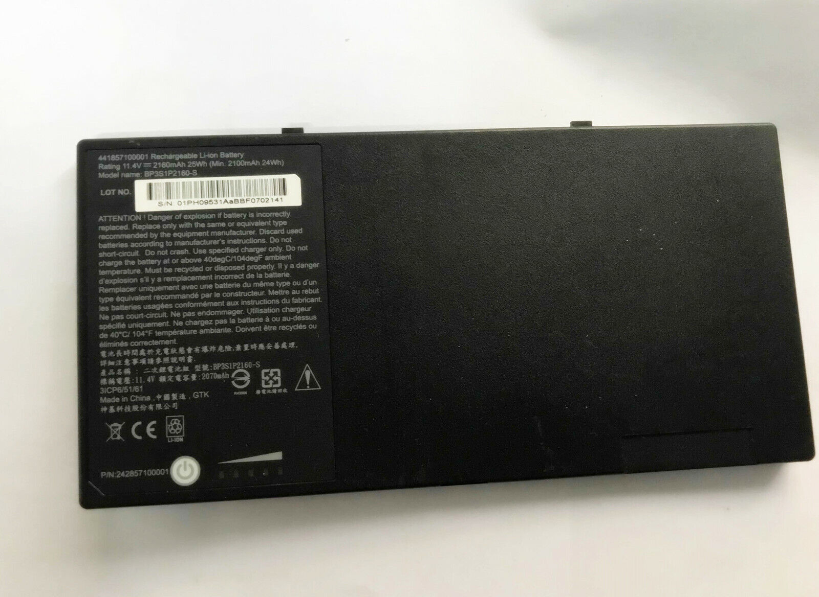 BP3S1P2160-S New Genuine 2160mAh Battery for Getac F110 G8M3X2 441857100001