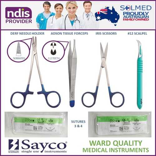 SUTURE KIT STERILE COMPLETE WITH INSTRUMENTS, SUTURES USP 3 & 4 ...