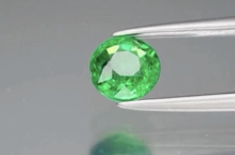 0.71ct 5.3mm Round Natural Shocking Green Tsavorite Garnet Gemstone, Tanzania - Photo 2/4