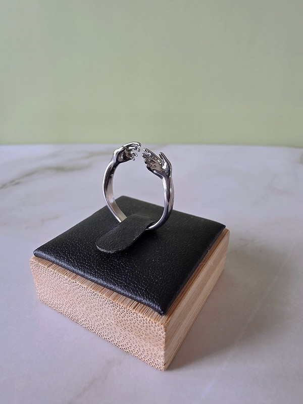 Hug Ring Adjustable Open Hand Ring 14k Gold Plated Silver Gift For Her - Product main view