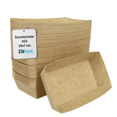 ENPACK Snackschalen 500ml aus Kraftpapier 50-500Stk Pommesschalen Pappschale Fingerfood