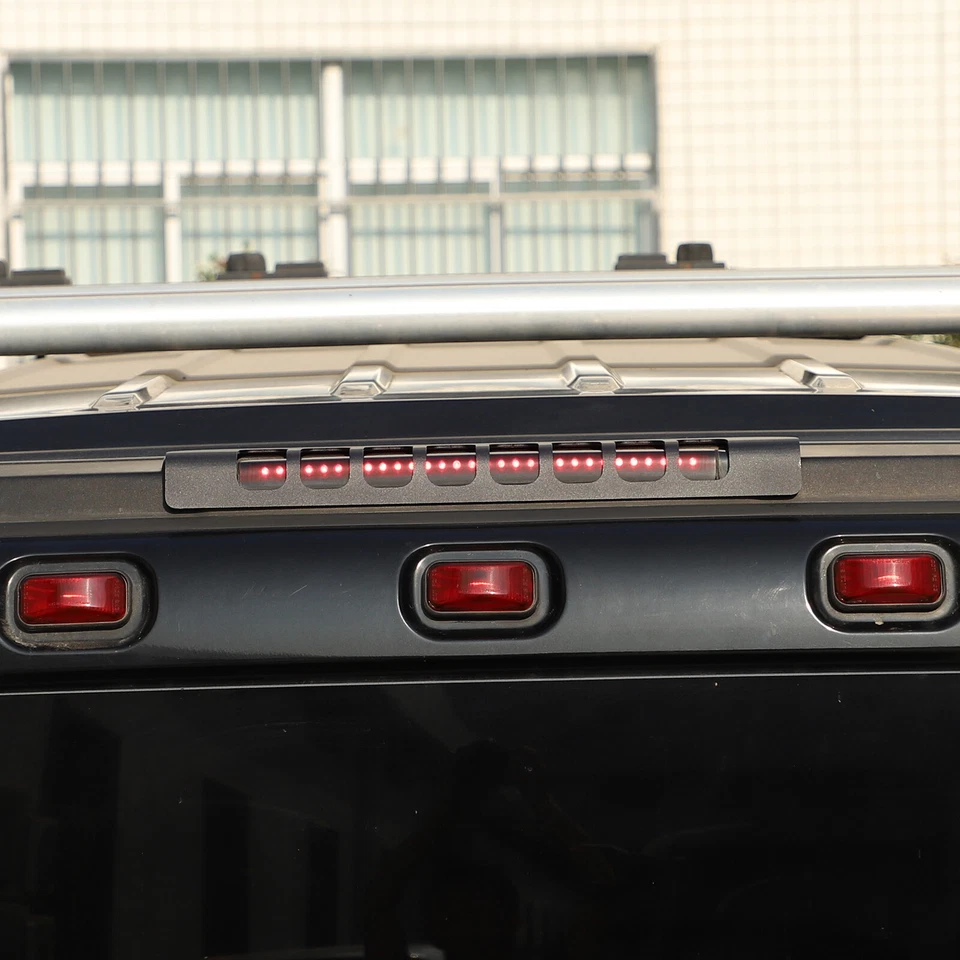 Cubierta de lámpara de luz de freno alta de aleación de aluminio negra para Hummer H2 2003-2009 EE. UU. Foto 4 de 4