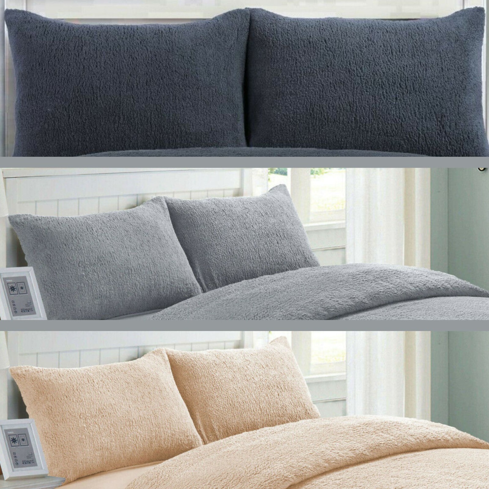 Shaggy Hugy Teddy Fleece Pillow Cases Super Soft Warm Sherpa Pack OF 2