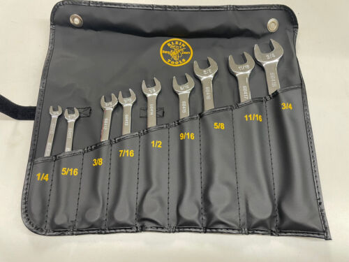 NEW KLEIN TOOLS 68402 ALLOY STEEL Combination Wrench Set, 9-Piece W/ POUCH GREAT - Picture 1 of 6