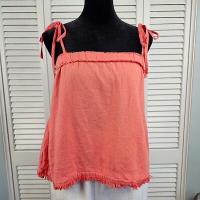Thread & Supply NWT Organic Linen Blend Cropped Tie Spag Strap Tank Top Size L