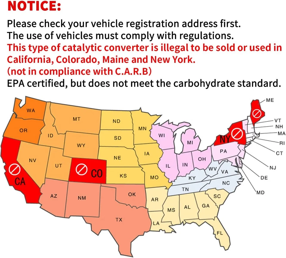 2Pcs Universal 2" Inlet/Outlet Catalytic Converter Overall EPA Approved Weld-On - Image 2 of 4
