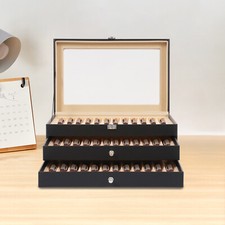 36 Slot Fountain Pen Holder Leather Display Case Organizer Collector Storage Box