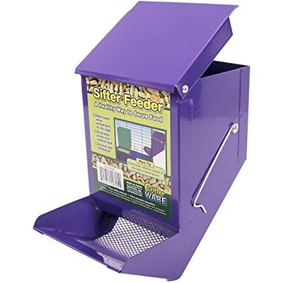 Ware Manufacturing 5-Inch Sifter Pet Feeder with Lid (Assorted Colors).