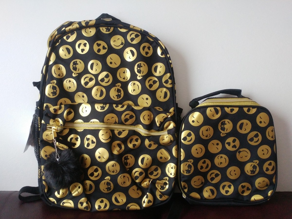 2pc The Children's Place Kids Girls Foil Emoji Face Print Backpack Lunch  Box