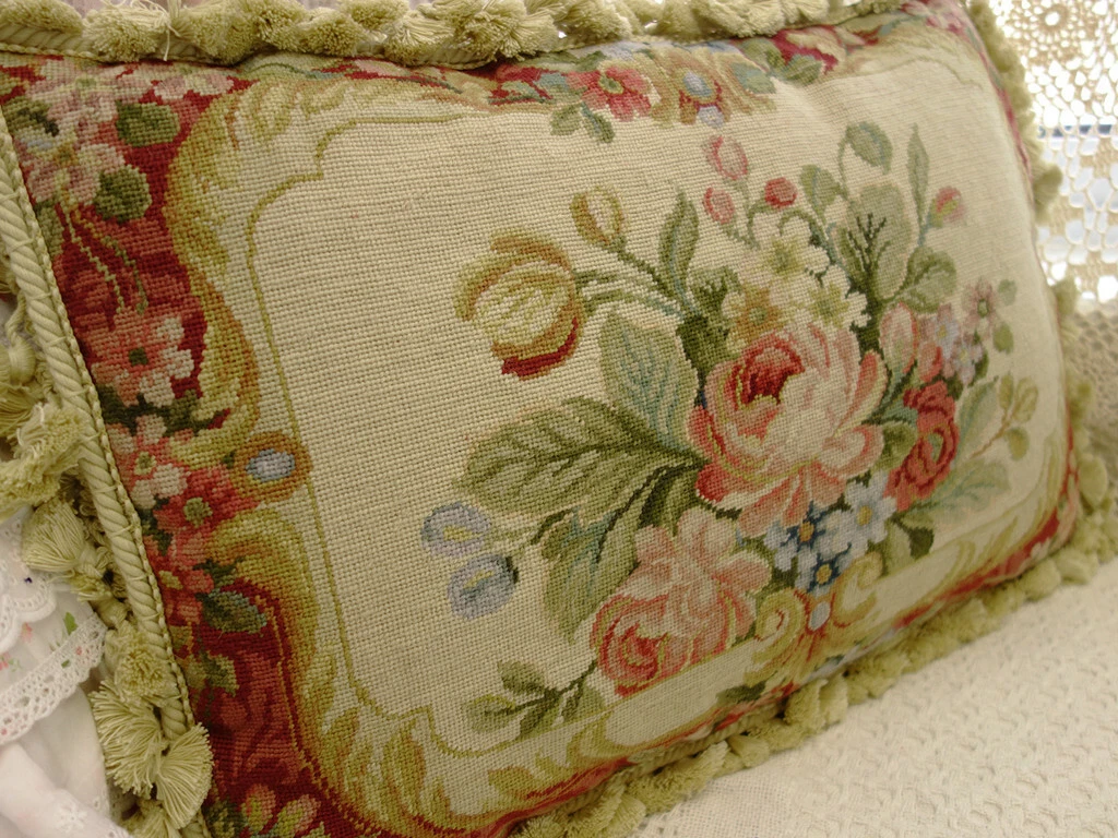 Dimensions Rose Garden Pillow Vintage 1988 Needlepoint Kit 13 by 13 inches