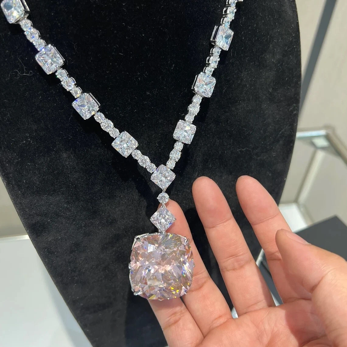 light pink diamond necklace