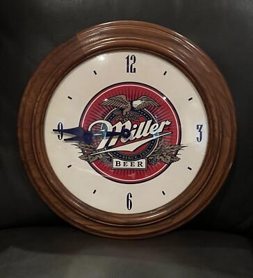 Vintage MILLER BEER Wooden Clock “American Heirloom Clock”Wisconsin ...