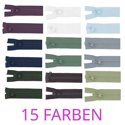 2-Wege Kunststoff Reißverschluss 6mm 100cm teilbar Jacke Mantel Rucksack 15 F.