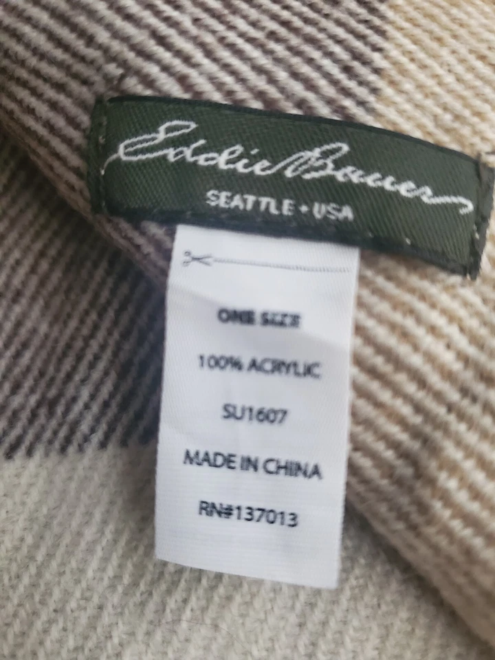 Bufanda de acrílico trenzada Eddie Bauer HOMBRE 64×11 sin francés nueva Foto 2 de 3