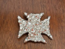 Vintage Biker Skull Iron Cross Silver Red Belt Buckle New Old Stock