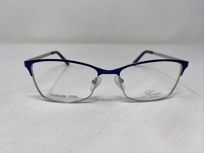 SUCCESS SS-385 BLUE/SILVER 53-16-135 BLUE SILVER FULL RIM EYEGLASSES ...