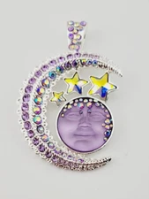 KIRKS FOLLY GODDESS SEAVIEW MOON STARDUST FOLDOVER PENDANT IN SILVER TONE