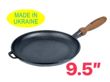 Maysternya Ukraine Cast Iron Pancake Pan Crepe Pan Fry Pan Skillet w/Wood Handle