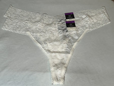 INC International Concepts Thong Underwear XXL Lace Mid Rise Panty 2 Pair White