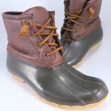 Sperry Top-Sider Saltwater Duck Boots Girls Youth Size 6M Brown Leather-Rubber