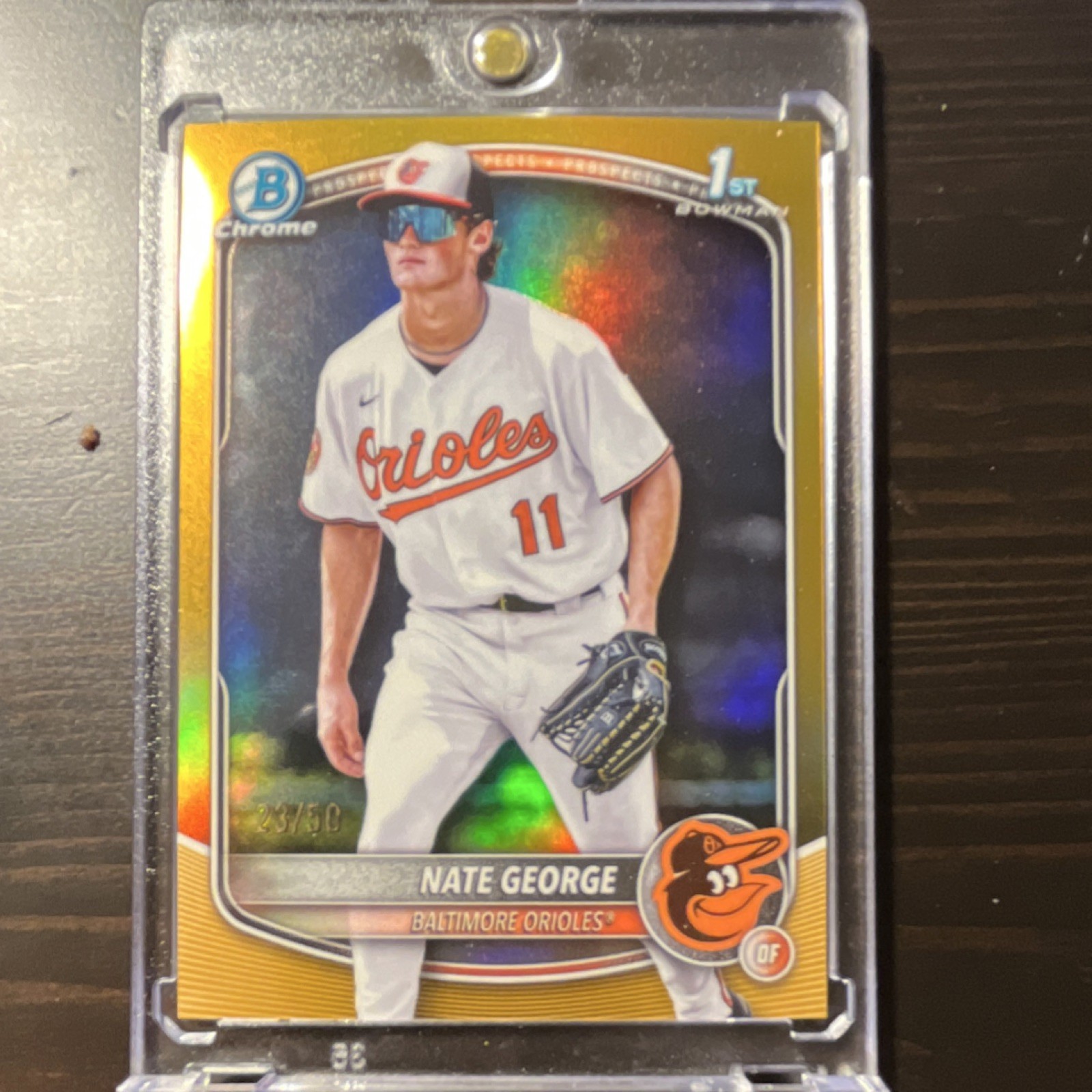 2025 Topps Bowman Chrome Gold Refractor Nate George #BCP-184 /50 Orioles 1st