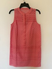 Loft Eyelet Sleeveless Split Neckline Shift Dress New w/out Tag Pink 100% cotton