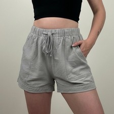 Grey Cotton Drawstring Mini Shorts