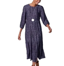 J Jill Tiered Ruffle Flounce Hem Paisley Midi Maxi Prairie Cottage Dress Women M