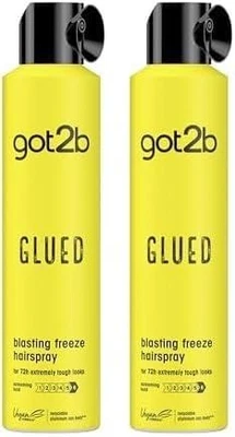 2 x Schwarzkopf got2b Glued Blasting Freeze Hair Spray For Screaming Hold 300ml