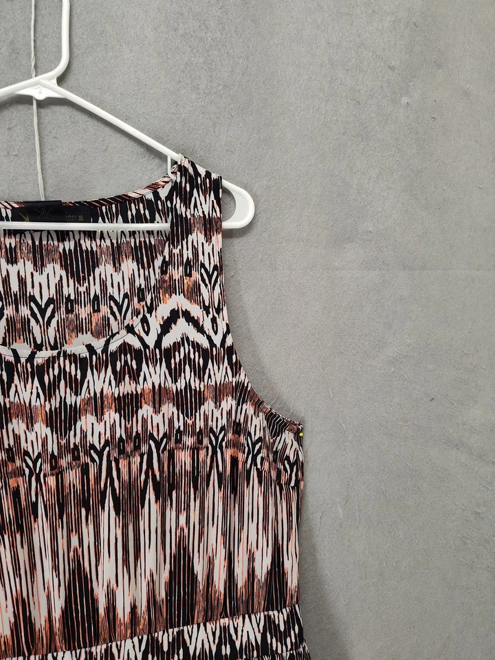 Vestido Kardashian Colección Mujer XL Estampado Ikat Sin Mangas Informal Negro Blanco Foto 3 de 4