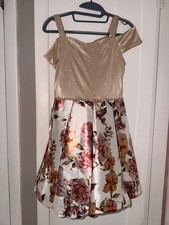 Speechless Kids Girls 16 Formal/holiday Dress Sparkly Gold White Floral
