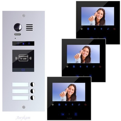 Video Türsprechanlage Zutrittskontrolle RFID Türklingel 3 Wohnungen ES3ID DT43B